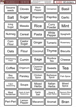 Kitchen Labels-(sheet of 55) for spices & general groceries. | Label ...