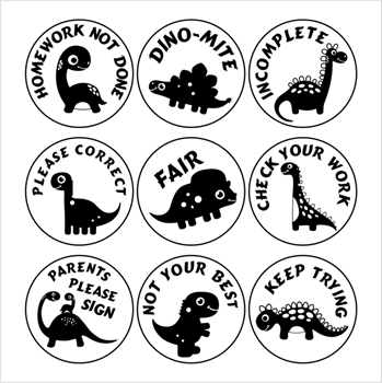 Picture of 9 x  DINOSAURS Stamper Set- 20 mm Round