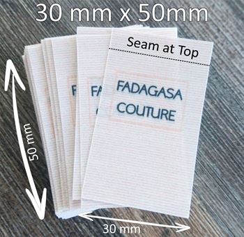 30mm x 50mm Polyester Satin Tags close up