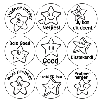 Picture of 9 x  AFRIKAANS STAR Stamper Set- 20 mm Round