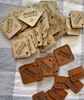 Picture of Faux Leather  Tags 30mm x 30mm -100 units. Laser Engraved