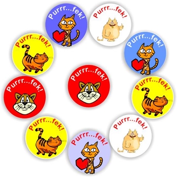 140 Afrikaans Stickers | Cats: Purrr...fek!, reward sticker for the classroom