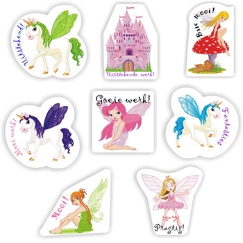 72 Afrikaans Stickers | Unicorn, Castle & Fairy. Pragtig, reward sticker for the classroom