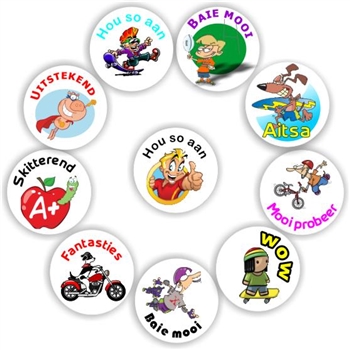 140 Afrikaans Stickers | Teen boys-skate,surf, bikes-Aitsa, reward sticker for the classroom