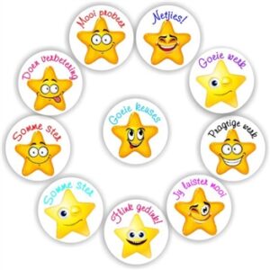 120 Afrikaans Stickers | Stars Smileys and emojies-Netjies