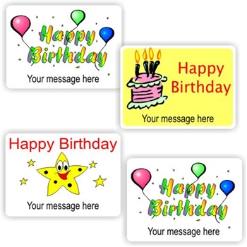 18 Happy Birthday stickers | Colourful balloons, Happy Birthday cake & happy star, reward sticker for the classroom