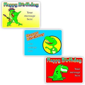 18 Happy Birthday stickers | Boys, friendly dinosaurs, reward sticker for the classroom