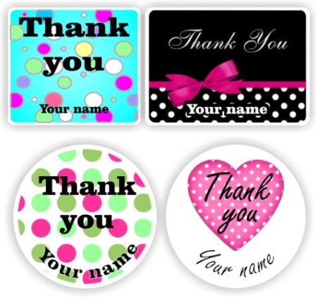 32 Thank you Stickers | Bowties, Hearts and Polka dots, reward sticker for the classroom, photo 2