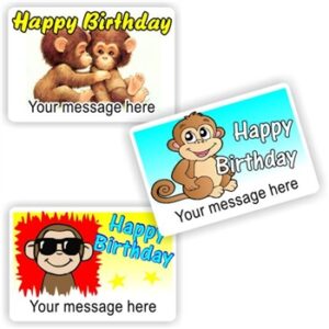 32 Happy Birthday stickers | Cheeky monkeys