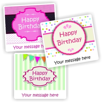 15 Happy Birthday stickers | Pastel, Polka dots & stripes, bunting, reward sticker for the classroom