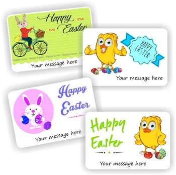 32 Merry Easter stickers, Personalised with your name | Cheeky chicks & bunnies, reward sticker for the classroom