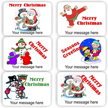 15 Christmas labels Personalised with your name | Santas, snowmen & Christmas scenes, reward sticker for the classroom