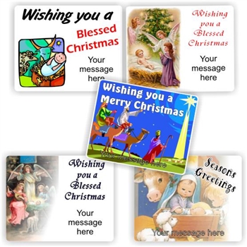 15 Merry Christmas labels Personalised with your name | Blessed Christmas, Nativity scene & the three Wise Men, reward sticker for the classroom