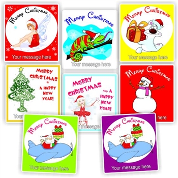 Christmas Message Stickers | Fairy, Chameleon, Polar Bear, Snowman : Merry Christmas & A Happy New Year!, reward sticker for the classroom