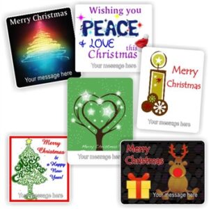 Christmas Message Stickers | Glowing Tree, Candle, Heart, Reindeer : Wishing you Peace & Love this Christmas
