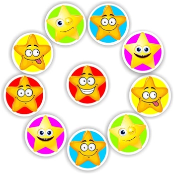 48 Large stickers | Star Smilies, reward sticker for the classroom