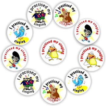 140 Music Stickers | Choir, Rock star & kids singing : I practised my singing today, reward sticker for the classroom