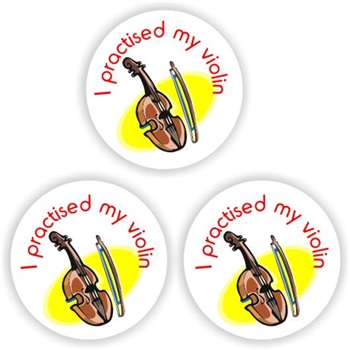 140 Music stickers | Violin : I Practised my violin, reward sticker for the classroom