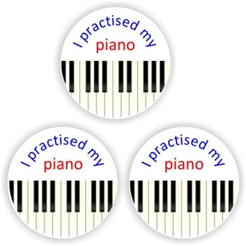 140 Music stickers | Piano: I Practised my piano, reward sticker for the classroom