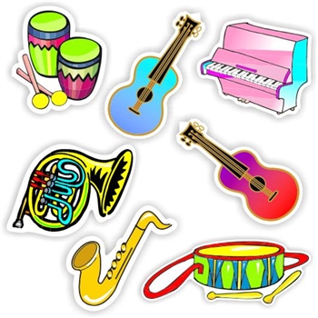 77 Music shaped Stickers | Musical Instruments-drums, guitar, trumpet, piano, trombone, reward sticker for the classroom