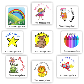 110 Personalised Stickers | Rainbow, Fairy, Teddy & Crayons : Beautiful, Lovely writing, teacher reward sticker sheet