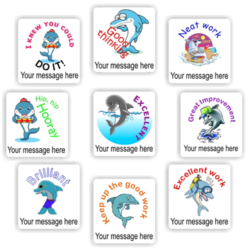 120 Personalised Stickers | Dolphins : I knew you could do it! Keep up the good work, teacher reward sticker sheet