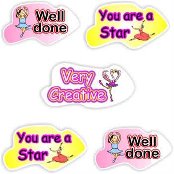 84 Dance Stickers | Ballerinas, Dancing Flamingos: You are a star, Very creative, reward sticker for the classroom