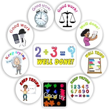 140 Maths Stickers | Abacus, Einstein, reward sticker for the classroom