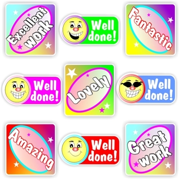 119 Teacher's reward stickers-Colourful, Star & Smiles-Fantastic, reward sticker for the classroom
