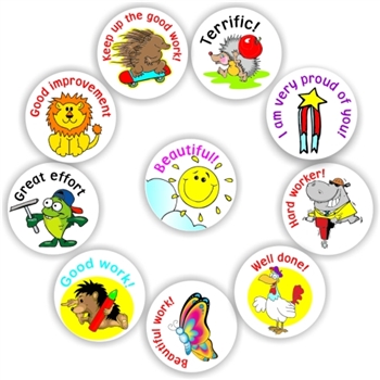 140 Teacher's reward stickers-Hedgehog, Lion, Hippo, I am very proud of you !, reward sticker for the classroom