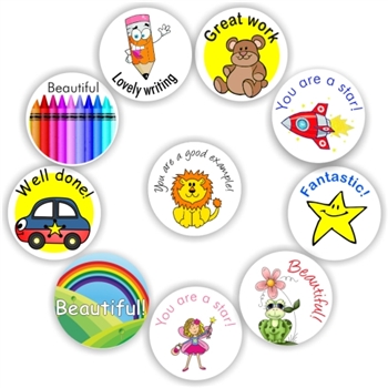 140 Teacher's reward stickers-A cute selection of icons reinforcing good behavior, reward sticker for the classroom