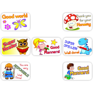 105 Teacher’s reward stickers -Happy characters, Good manners & honesty.