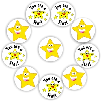 140 Teacher's reward stickers-Star- You are a star, reward sticker for the classroom