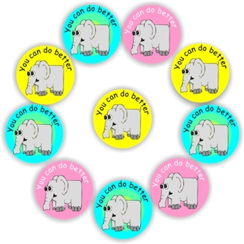 140 Teachers Reward Stickers - Elephant - You can do better., reward sticker for the classroom