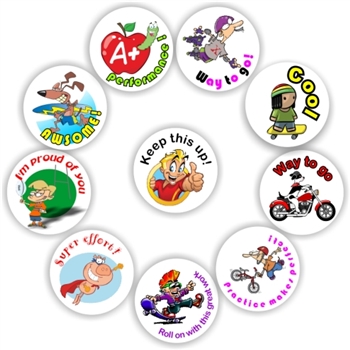 140 Teachers Reward Stickers - Teen boys skating, surfing, rugby & bikes- I am proud of you, A+ Performance!, reward sticker for the classroom