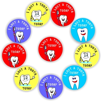 140 Teachers Reward Stickers - Cute tooth, I lost a tooth today, reward sticker for the classroom