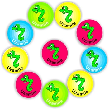 140 Isi-zulu Stickers | Colourful Cute worm - Uzamile- (You have tried ), reward sticker for the classroom