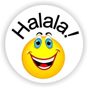88 Isi-zulu Stickers |A smiley face to inspire : Halala (Congratulations), reward sticker for the classroom