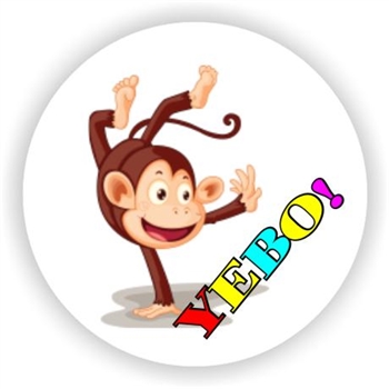 140 Isi-zulu stickers, | A cheeky monkey: Yebo (yes), reward sticker for the classroom