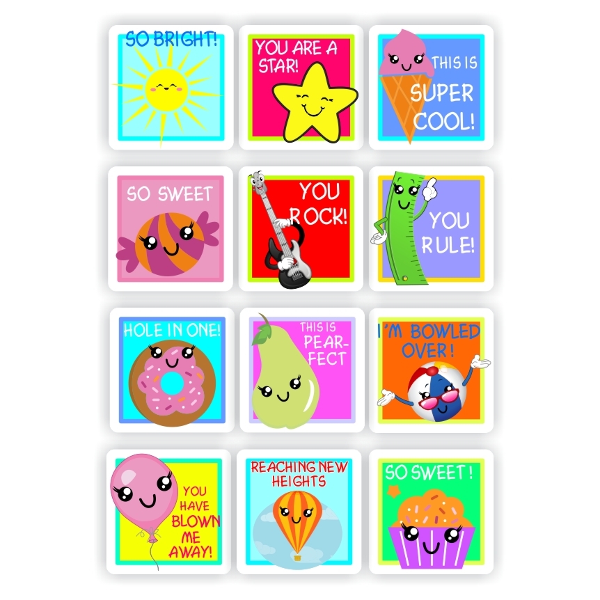 130 Teachers Reward Stickers -Cupcake, Sweets, & Fruit- So Sweet, So bright!, reward sticker for the classroom