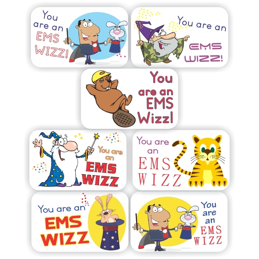 105 EMS Stickers | Magician: You are an EMS Wizz!, reward sticker for the classroom