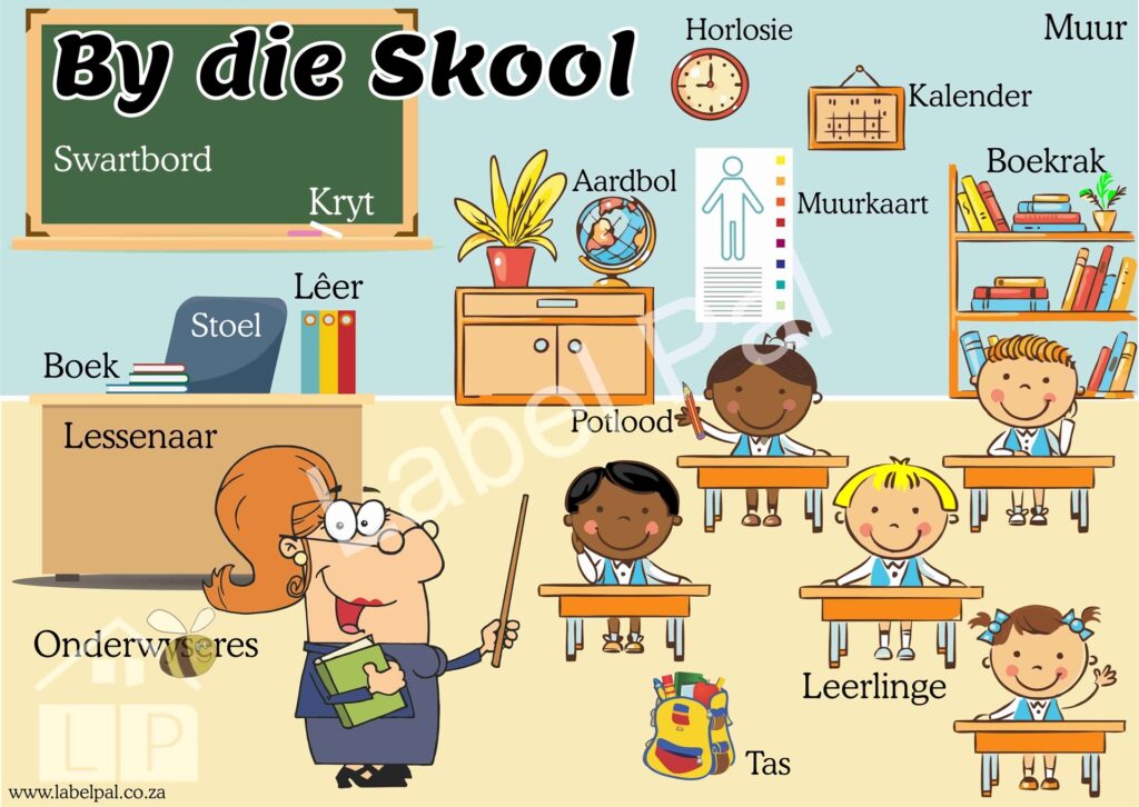By die Skool Afrikaans, classroom poster