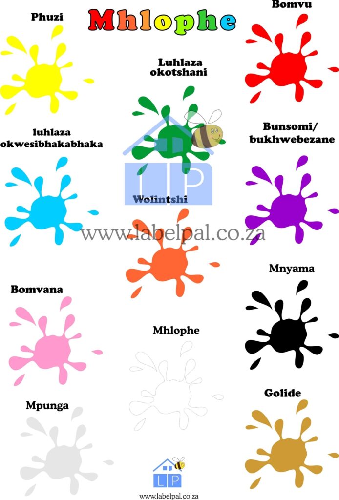 Isizulu Colours, Mhlophe, classroom poster