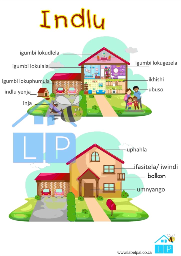 Isizulu Poster - Indlu (House), classroom poster