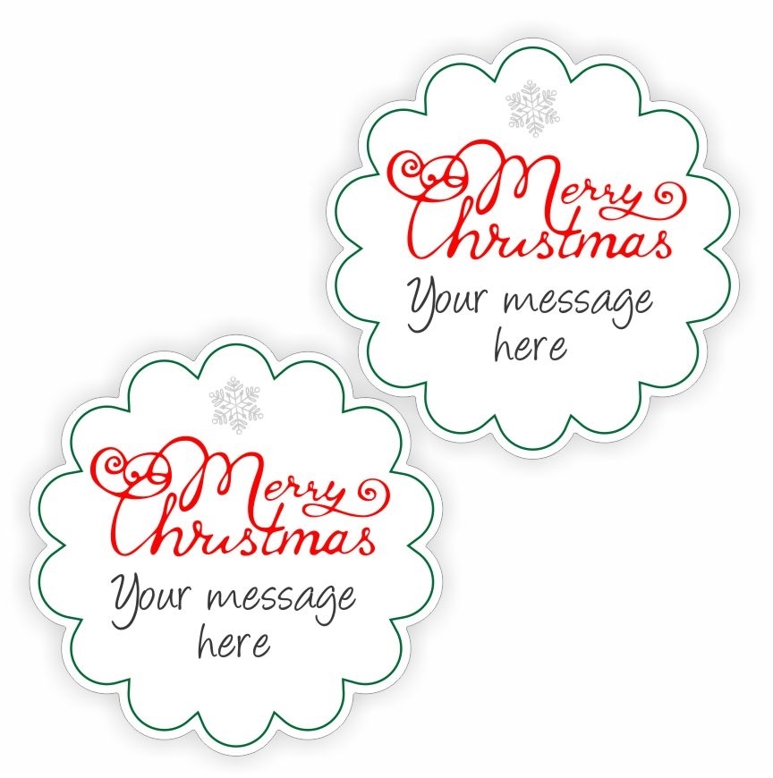 Christmas Message Stickers | Scalloped Snowflake Frame : Merry Christmas, reward sticker for the classroom