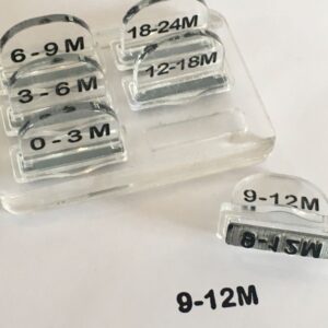 Stamper, Infant sizes, non self inking- set of 6 sizes+ Textile Ink/Pad