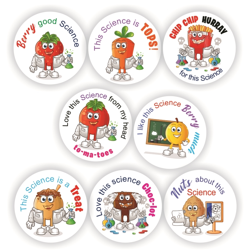 88 Stickers| Science Food puns, Berry good science, reward sticker for the classroom