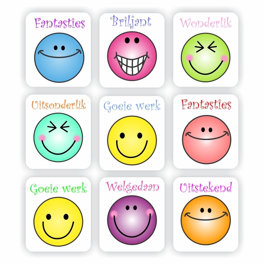 120 Afrikaans Stickers | Smiley faces Colourful & Emojis-Wonderlik, reward sticker for the classroom