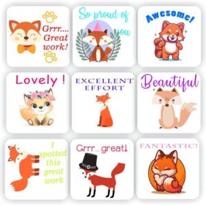 Fox Stickers | Cute Foxes & Flower Crowns : Grrr…. Great Work, Excellent Effort