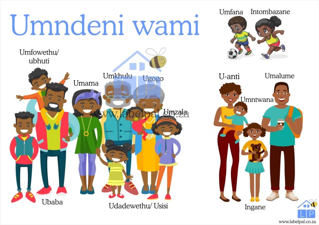 Isizulu Poster - My Family (Umndeni wami), classroom poster